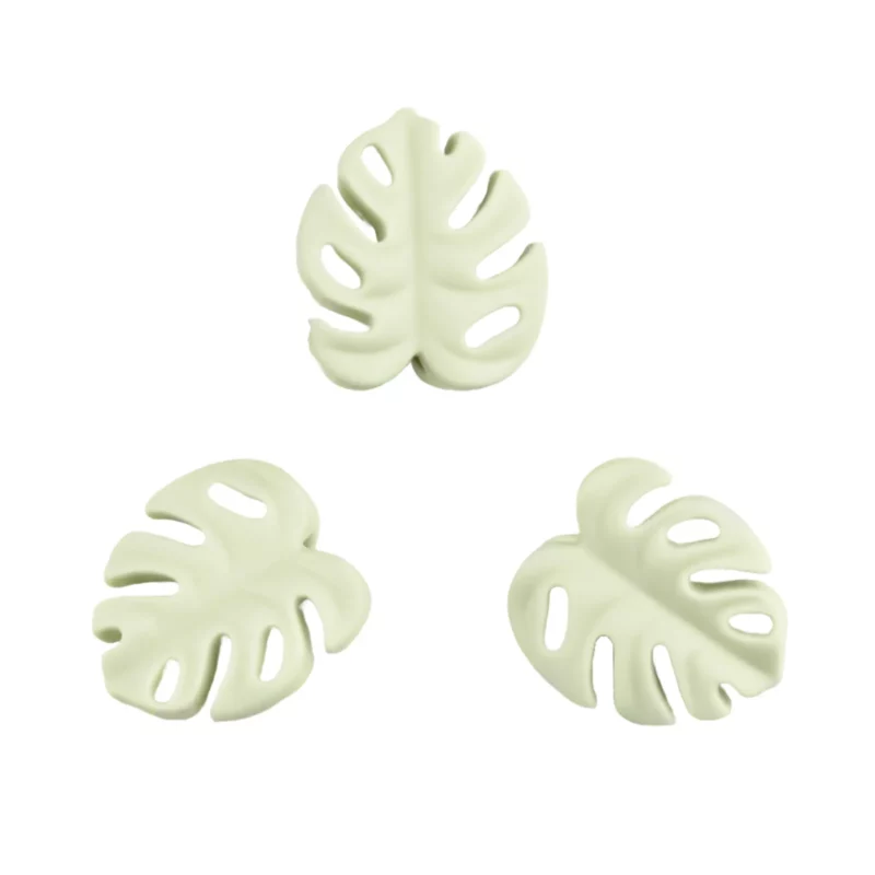 Siliconen kraal - Blad - Monstera 3D - Aloé