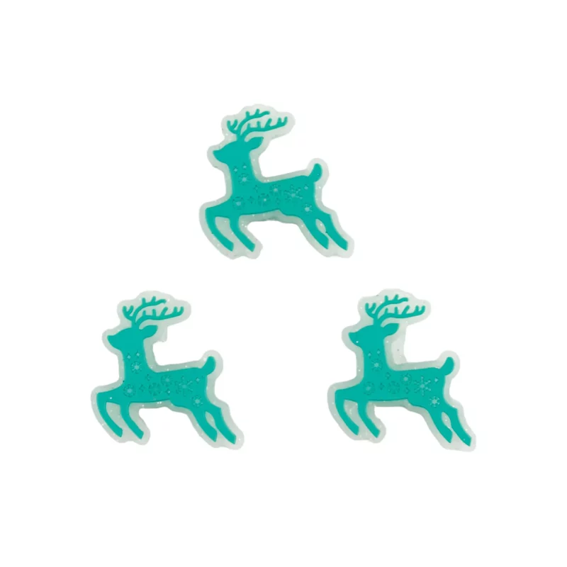 Siliconen Kraal - Rendier - Turquoise met Glitter