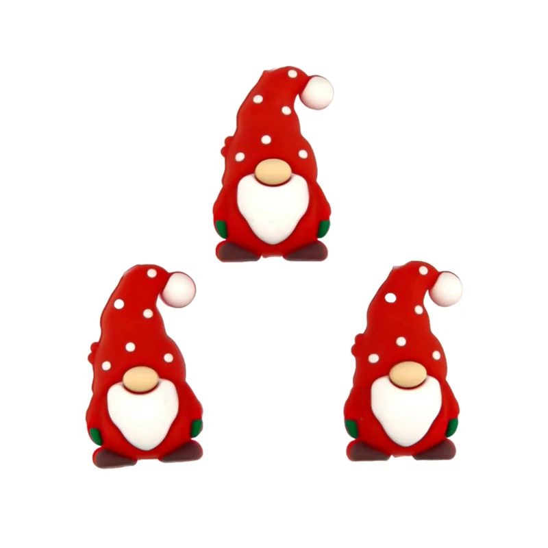 Siliconen Kraal - 3D - Kerstgnoom - Rood