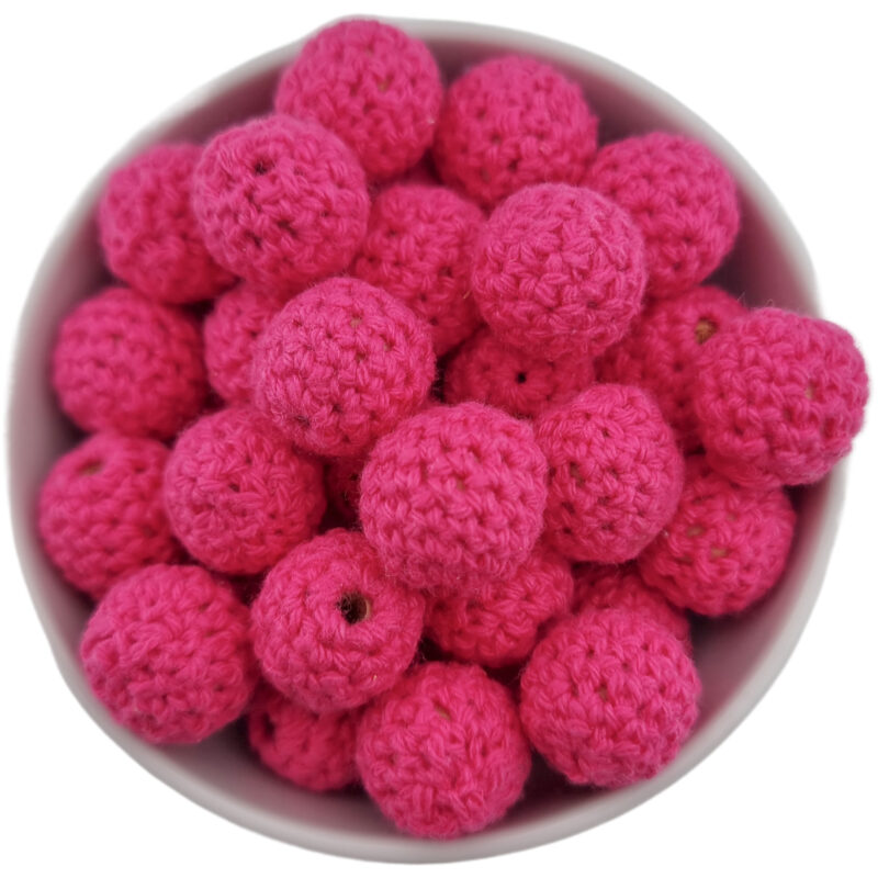 Crochet bead - Crocheted wooden bead - 16 mm - Dahlia