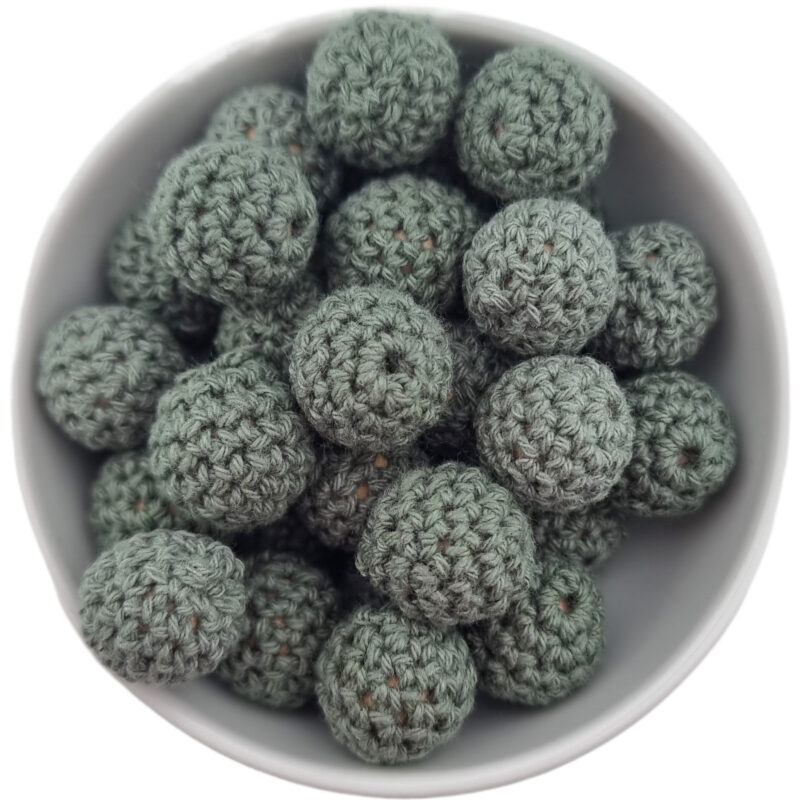 Crochet bead - Crocheted wooden bead - 16 mm - Dark Thyme