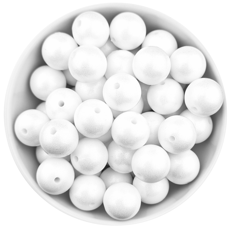 Siliconen kralen - 9 mm rond - Wit Parel Print