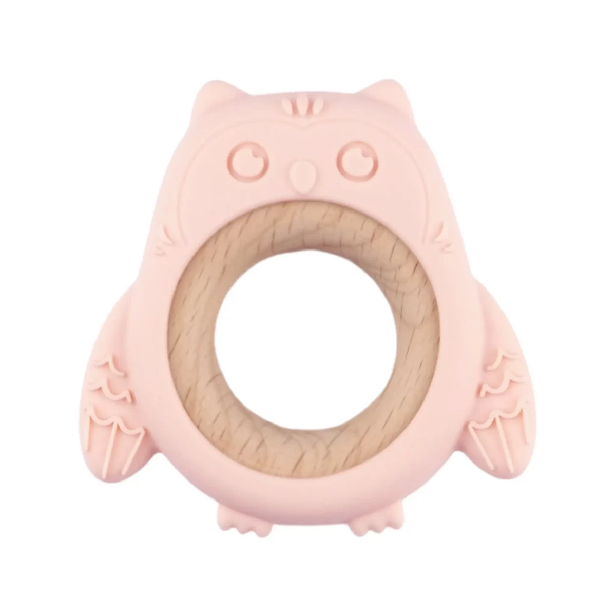 <ul> <li>Kleur: Astilbe</li> <li>Materiaal: EN-71 veilig getest beukenhout en siliconen materiaal, volledig BPA-vrij</li> <li>Model: Uil</li> </ul> Deze bijtfiguur past perfect bij onze beukenhouten kralen, ringen en astilbe siliconen kralen. Jootjes Haakcadeautjes