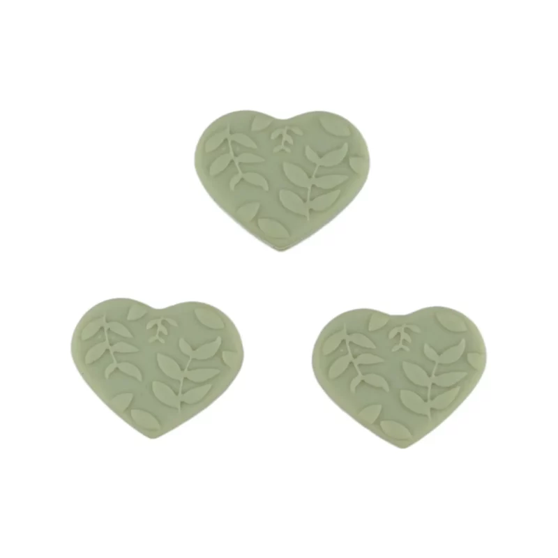 Siliconen kraal - Hart - Embossed - 25 mm - Pistache