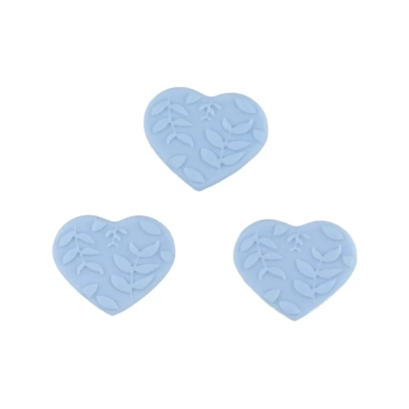 Siliconen kraal - Hart - Embossed - 25 mm - Licht Poeder Blauw