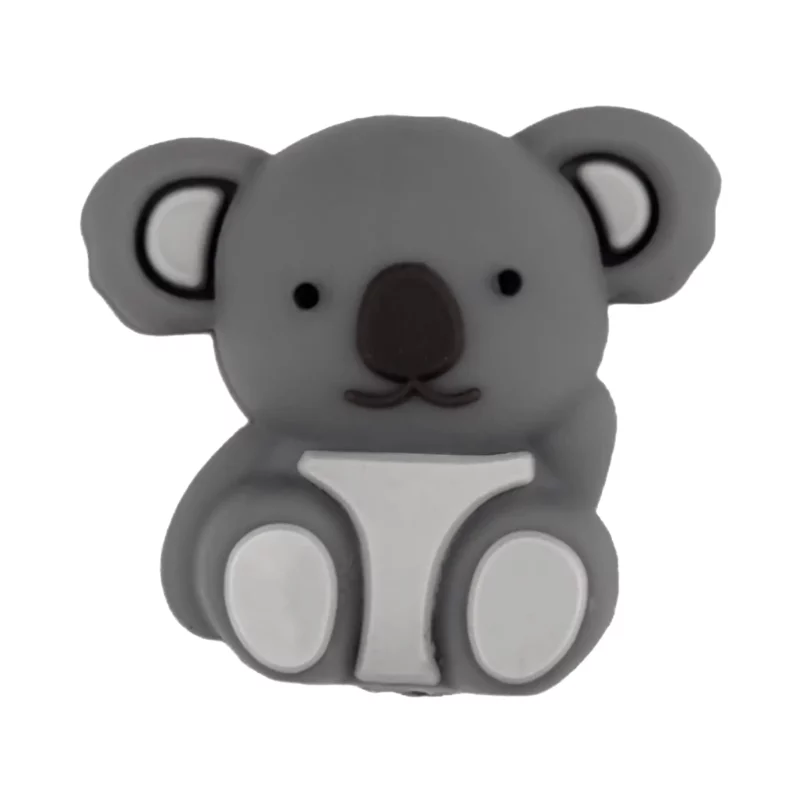Siliconen Kraal - 3D - Koala - Donker Grijs