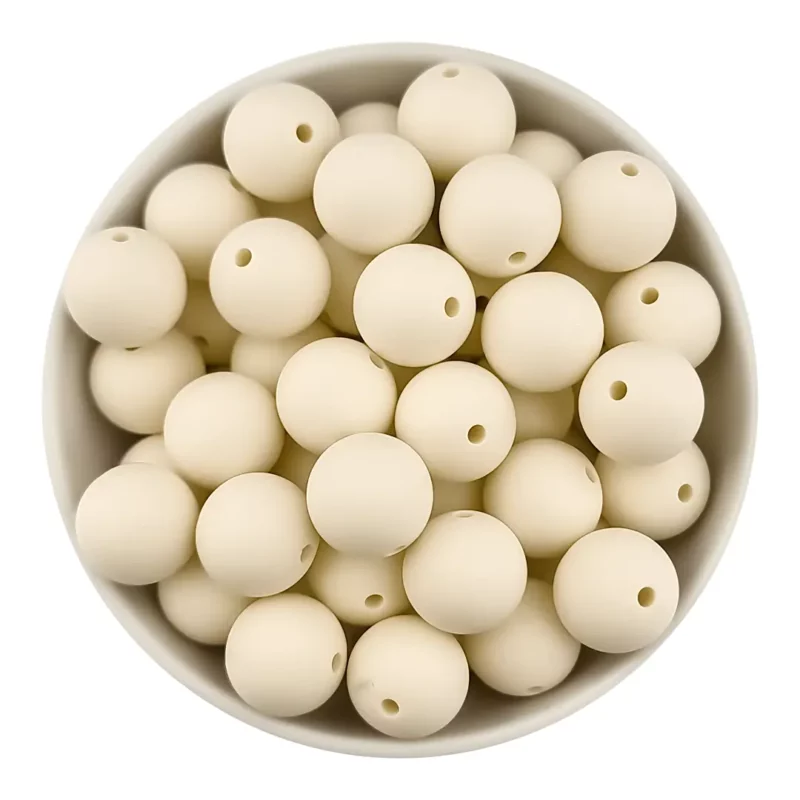 Siliconen kraal 16 mm - Rond - Veiligheidskraal - 2 gaten - Ivory