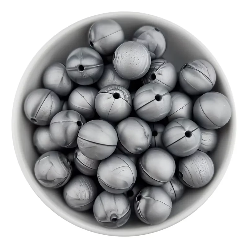 Siliconen kralen 20 mm - Rond - Metallic Zilver