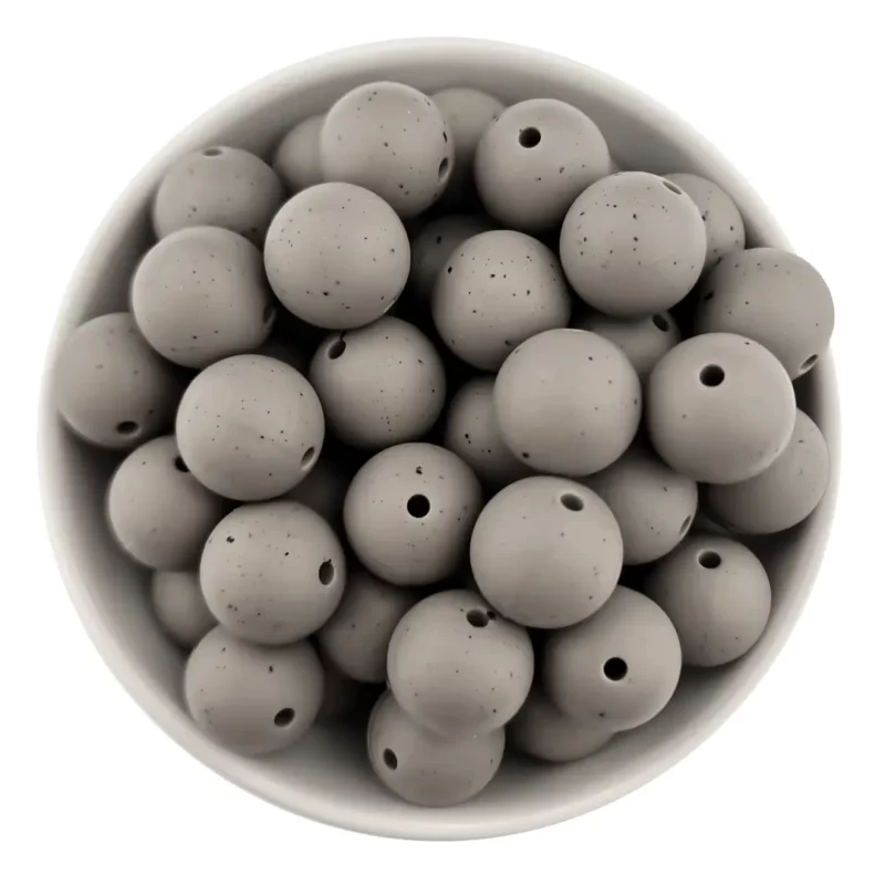 Siliconen kralen - 16 mm - Rond - Truffel met Spikkels