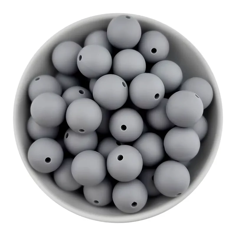 Siliconen kralen 20 mm - Rond - Midden Grijs