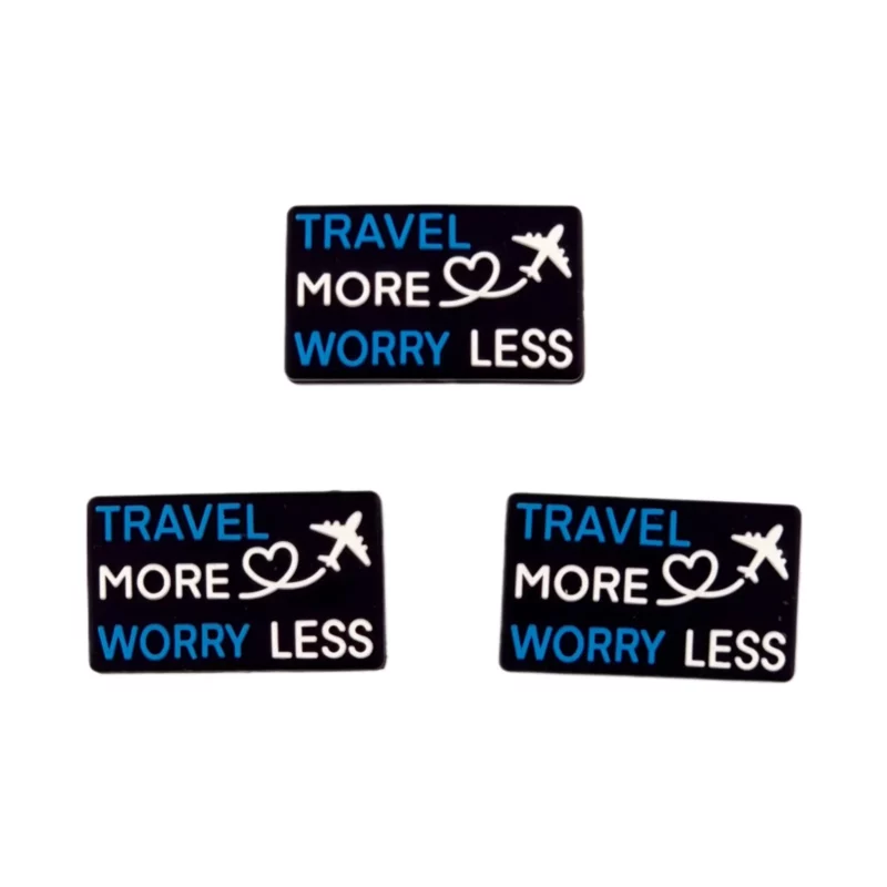 Siliconen Kraal - "Travel more" - Zwart