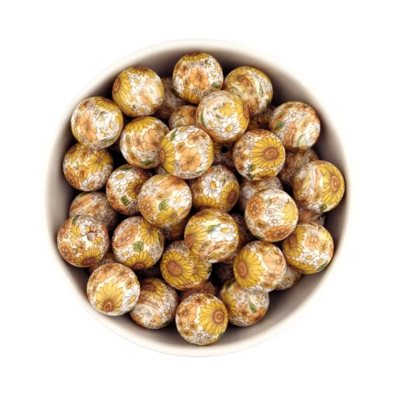 Siliconen kralen - 12 mm - Rond - 80's Marigold