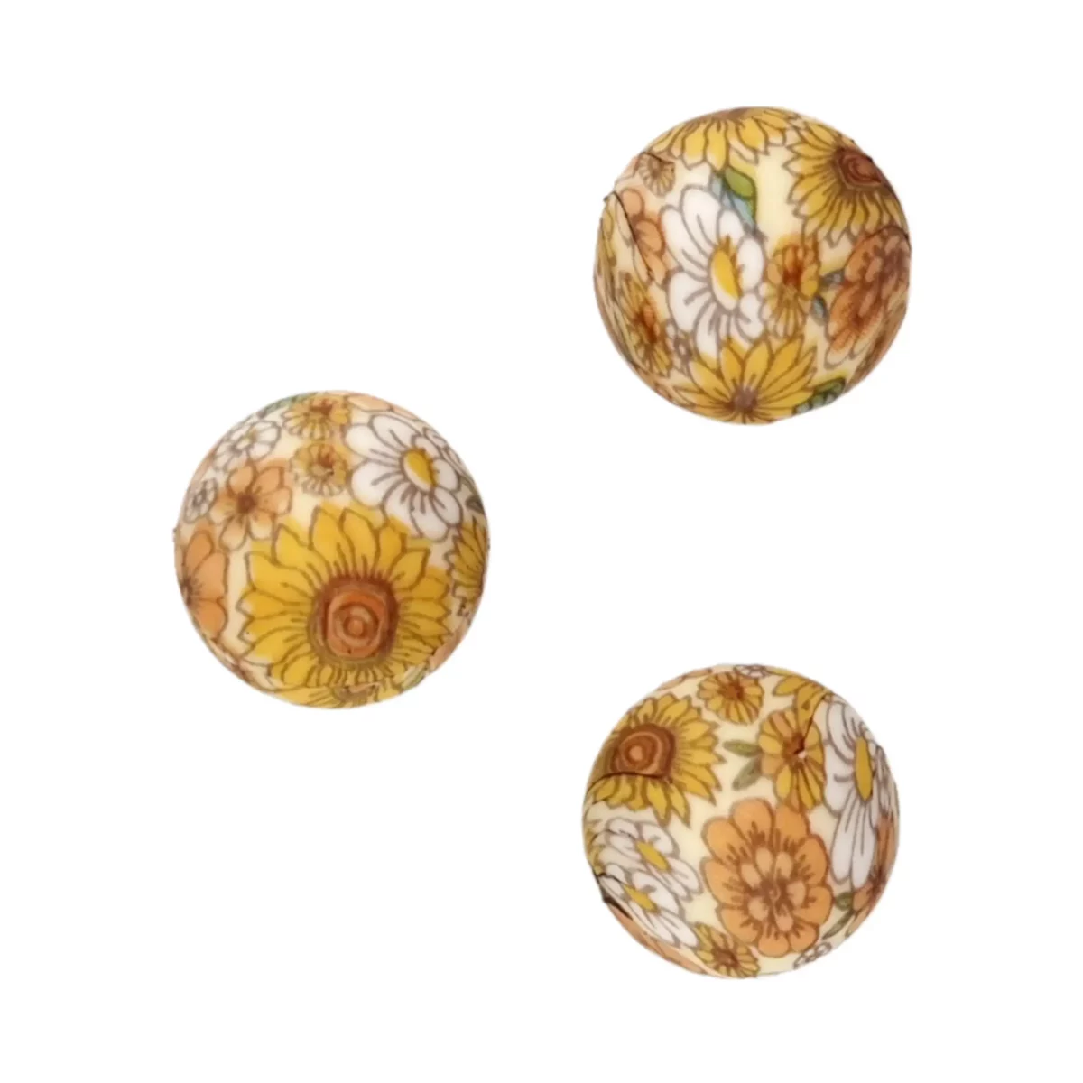 Formaat: 12 mm Kleur: Everlasting Flower Print Materiaal: Volgens EN-71 veilig getest siliconen. BPA-vrij, Ftalaat-vrij, PVC-vrij en vrij van alle overige schadelijke chemische stoffen zoals getest middels EN-71. Hierdoor geschikt voor speenkoorden en CE-gecertificeerd eindproduct zoals een bijtring.   Jootjes Haakcadeautjes