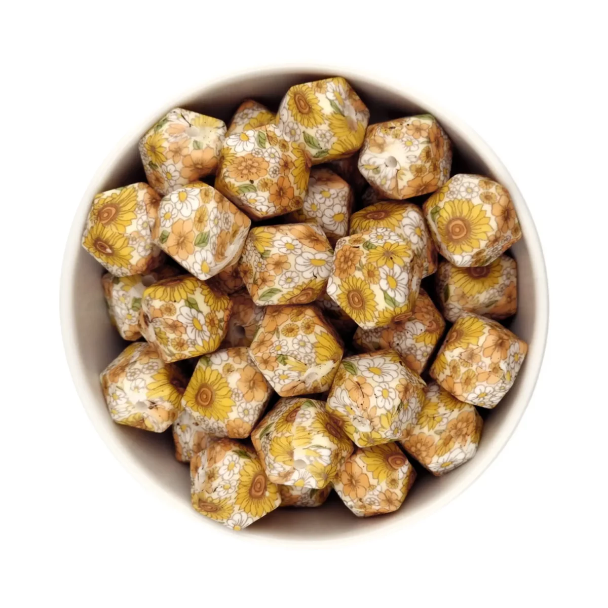 Formaat: 14 mm Kleur: 80's Marigold Materiaal: Volgens EN-71 veilig getest siliconen. BPA-vrij, Ftalaat-vrij, PVC-vrij en vrij van alle overige schadelijke chemische stoffen zoals getest middels EN-71. Hierdoor geschikt voor speenkoorden en CE-gecertificeerd eindproduct zoals een bijtring.   Jootjes Haakcadeautjes