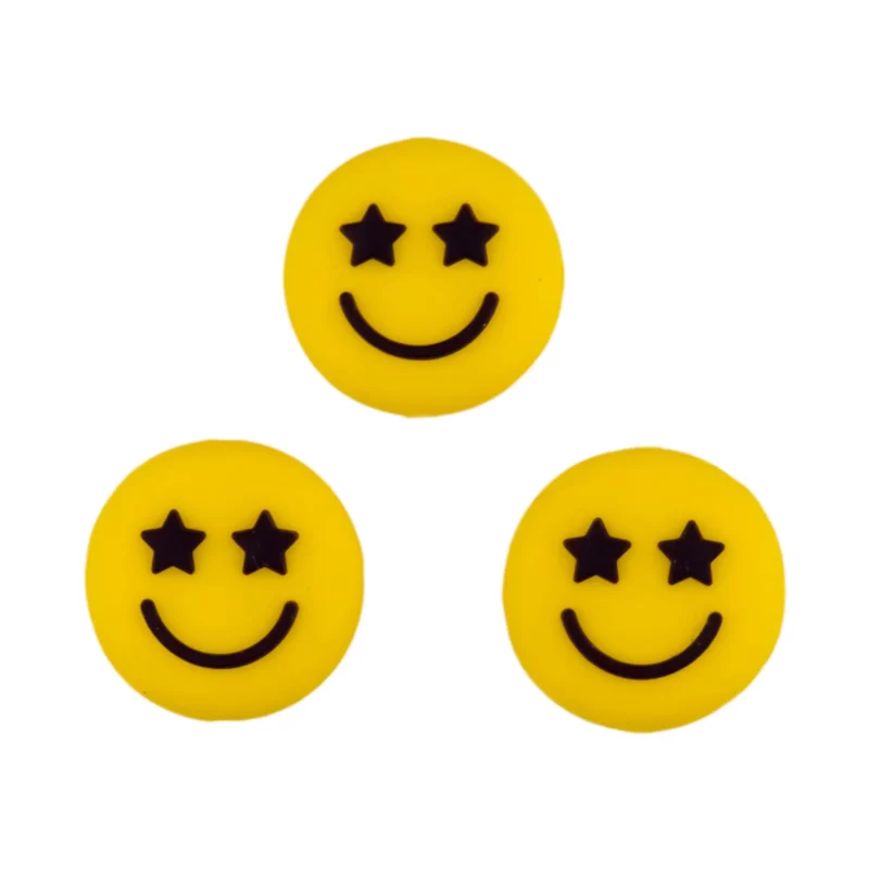 Siliconen Kraal - Smiley Ster - 2,5 cm - Fel Geel