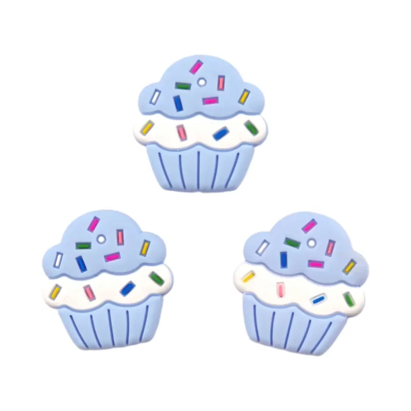 Siliconen kralen - Cupcake - Licht poeder Blauw