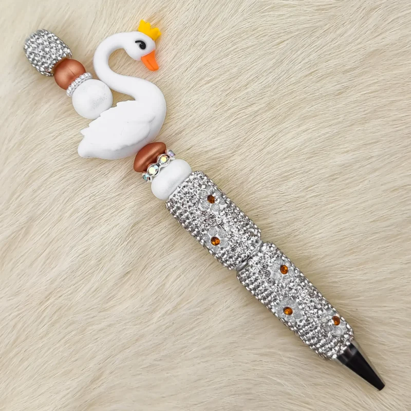 DIY Kralen pen Sparkle Bloem - Zilver / Zwaan Wit