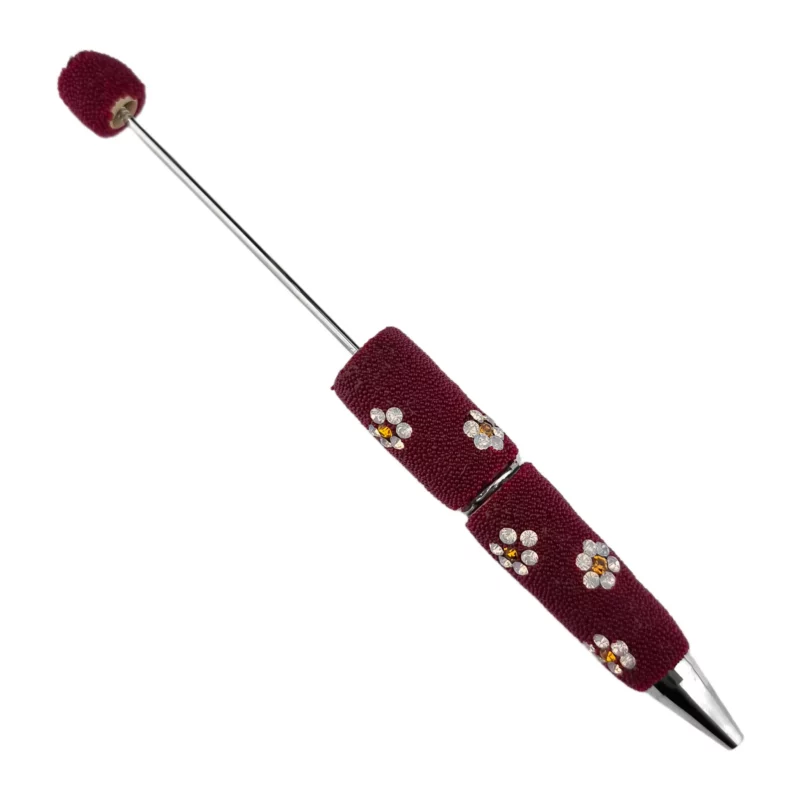 Kralenpen - Pebble Bloem - Wijn Rood - Per stuk