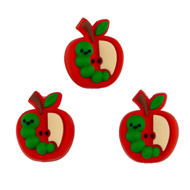 Siliconen kraal - 3D - Appel met Worm