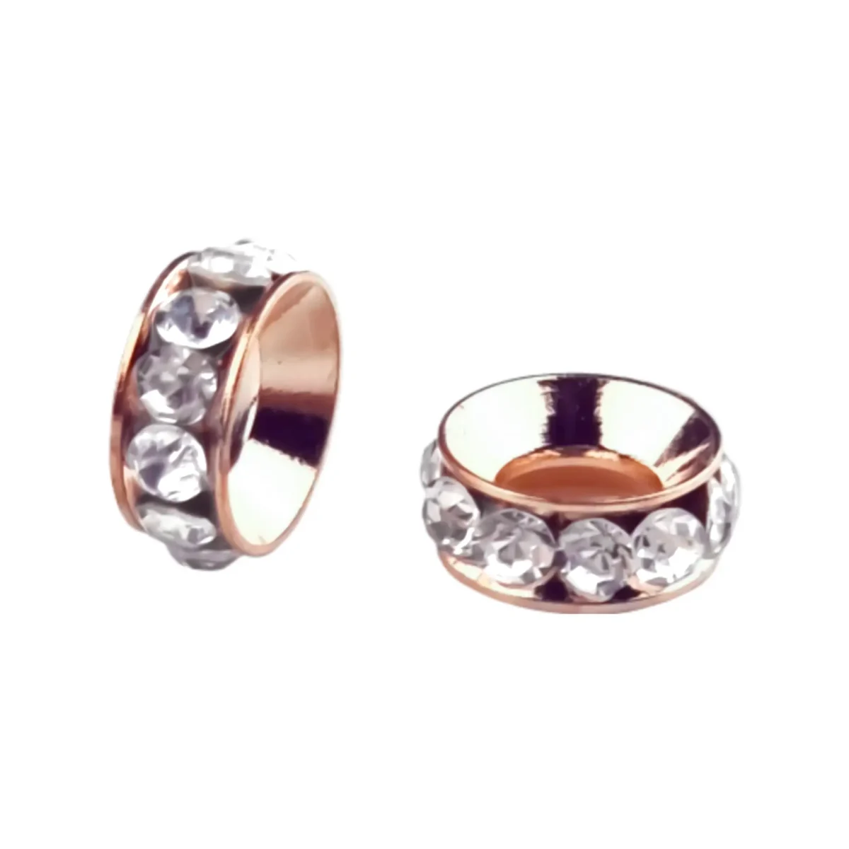Material: Edelstahl mit Strasssteinen Größe: 12 x 4 mm Farbe: Rose Gold / Weiß Jootjes Haakcadeautjes
