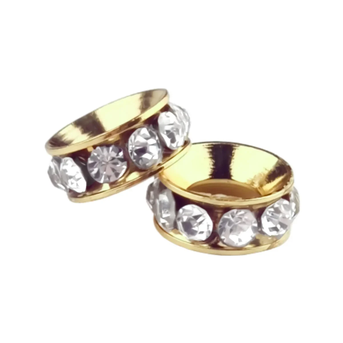 Material: Edelstahl mit Strasssteinen Größe: 12 x 4 mm Farbe: Gold/Weiß Jootjes Haakcadeautjes