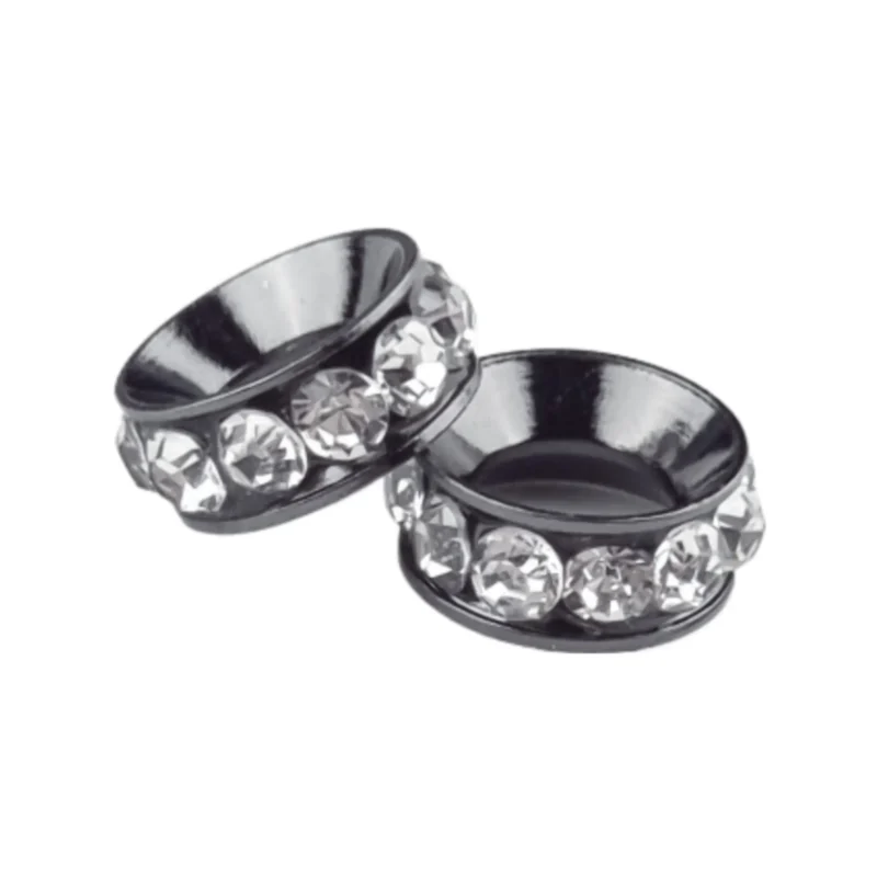 Zwischenscheibe mit Steinen - 10 x 3 mm - Silber / Pink (kopie)
