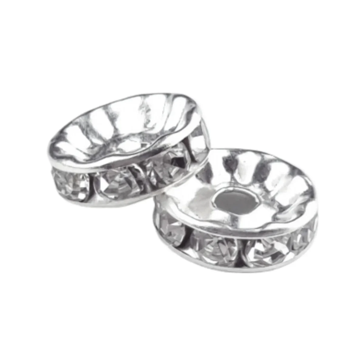 Materiaal: RVS met rhinestones Formaat:  10 x 3 mm Kleur:Zilver / Wit Jootjes Haakcadeautjes