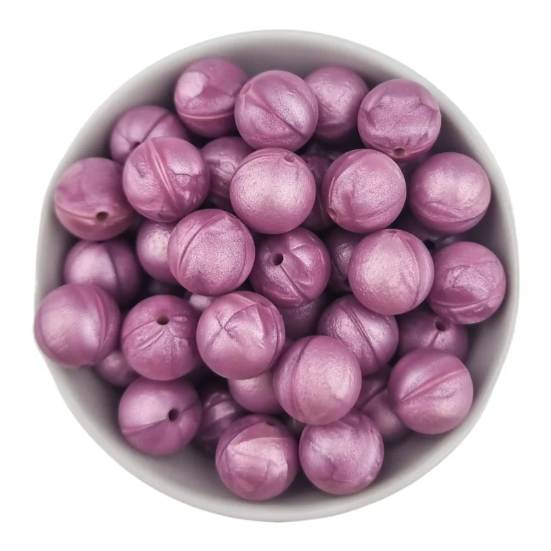 Silikonperlen - 16 mm - Rund - Metallisch Mauve