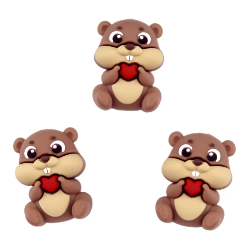 Siliconen Kraal - 3D - Love Bever - Milk Chocolate