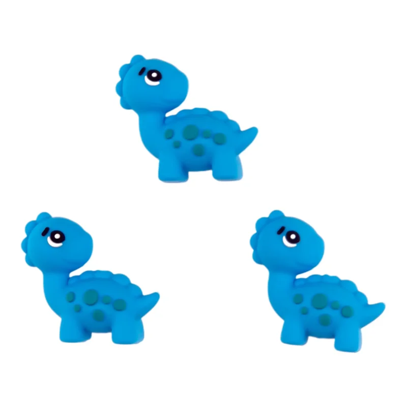 Siliconen kralen - 3D Brontosaurus met Stippen - Hemelsblauw
