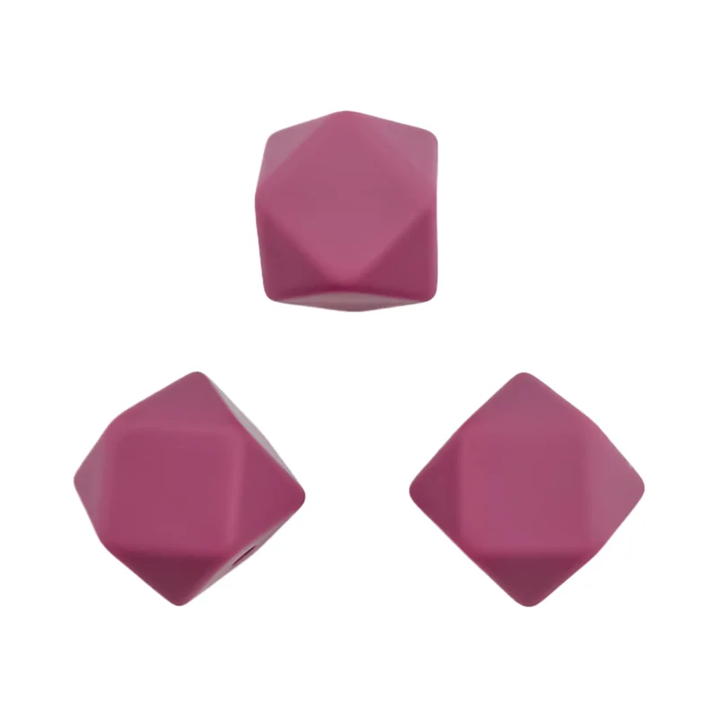 Siliconen kralen - Hexagon - 14 mm - Cerise