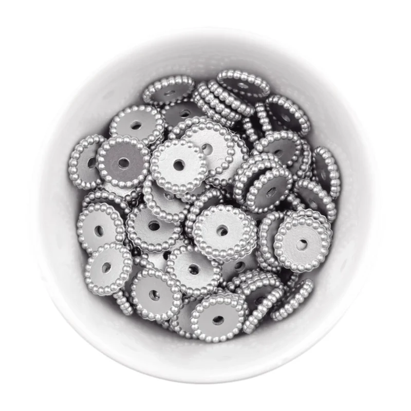 Siliconen kralen - Mini Dots - Tussenschijfje - Zilver Nugget