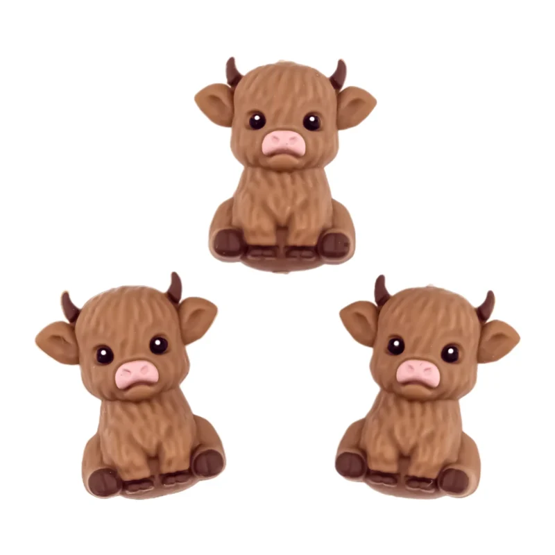 Siliconen Kraal - 3D - Schotse Baby Hooglander - Milk chocolate