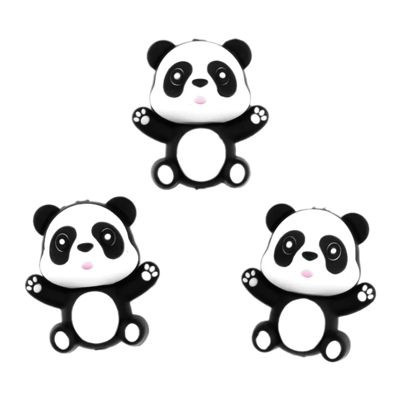 Siliconen kraal - 3D - Panda Beer