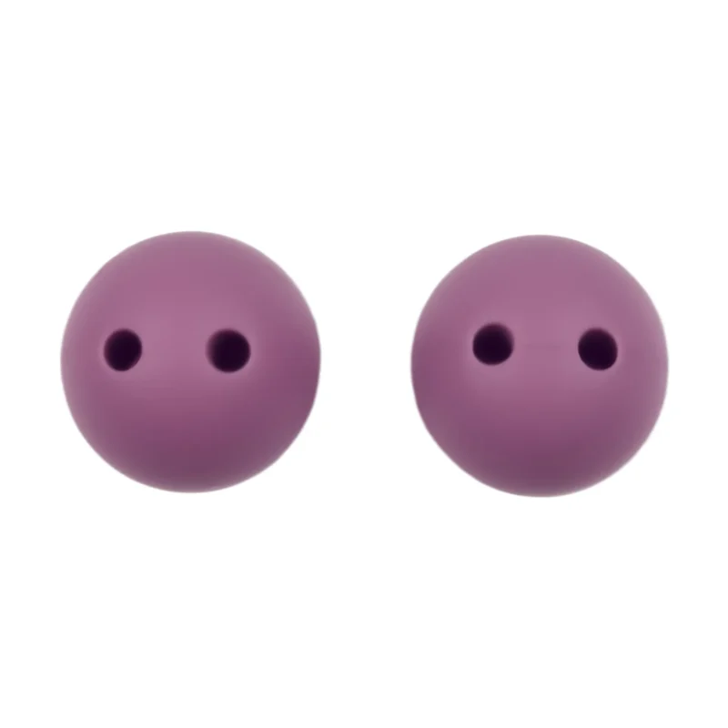 Silikonperle 16 mm - Sicherheitsperle - 2 Löcher - Mauve