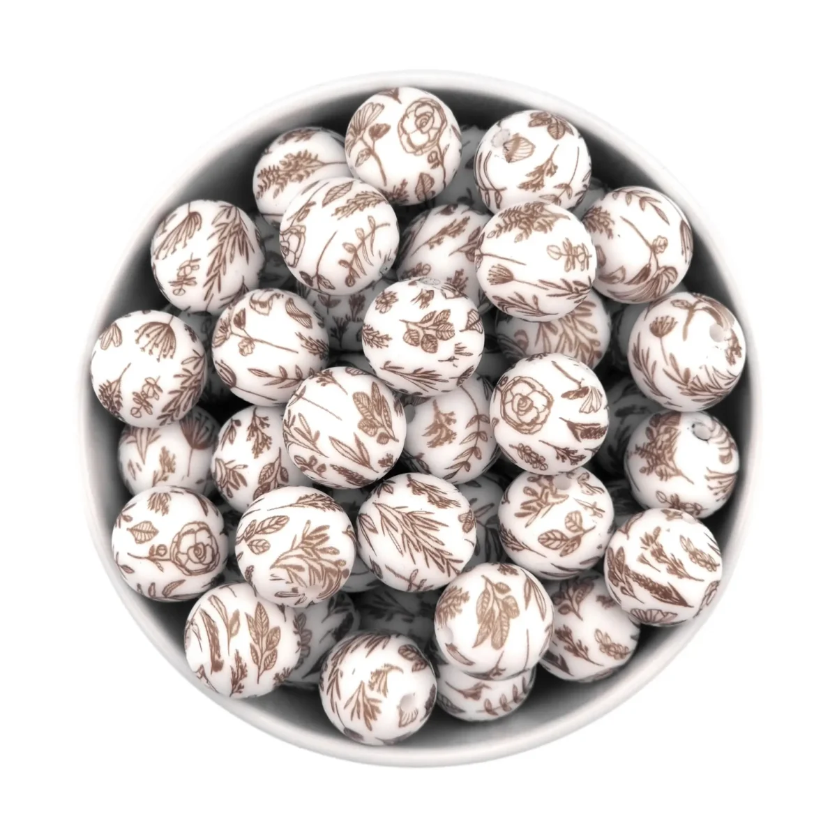 Formaat: 12 mm Kleur: Steppe Print Materiaal: Volgens EN-71 veilig getest siliconen. BPA-vrij, Ftalaat-vrij, PVC-vrij en vrij van alle overige schadelijke chemische stoffen zoals getest middels EN-71. Hierdoor geschikt voor speenkoorden en CE-gecertificeerd eindproduct zoals een bijtring.   Jootjes Haakcadeautjes