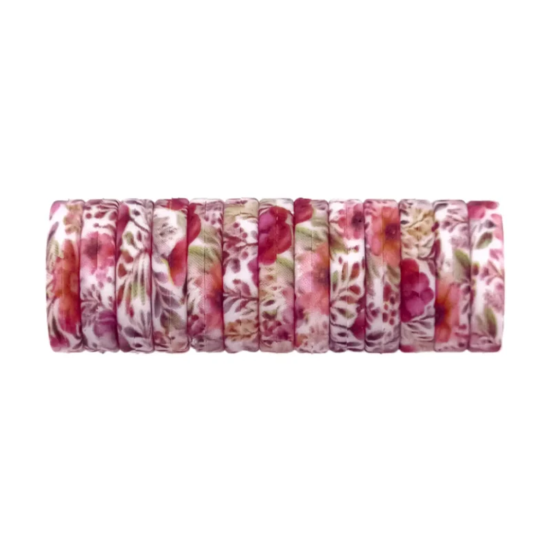 Siliconen kralen  - Mini Circlet - 14 x 3 mm - Poppy Print