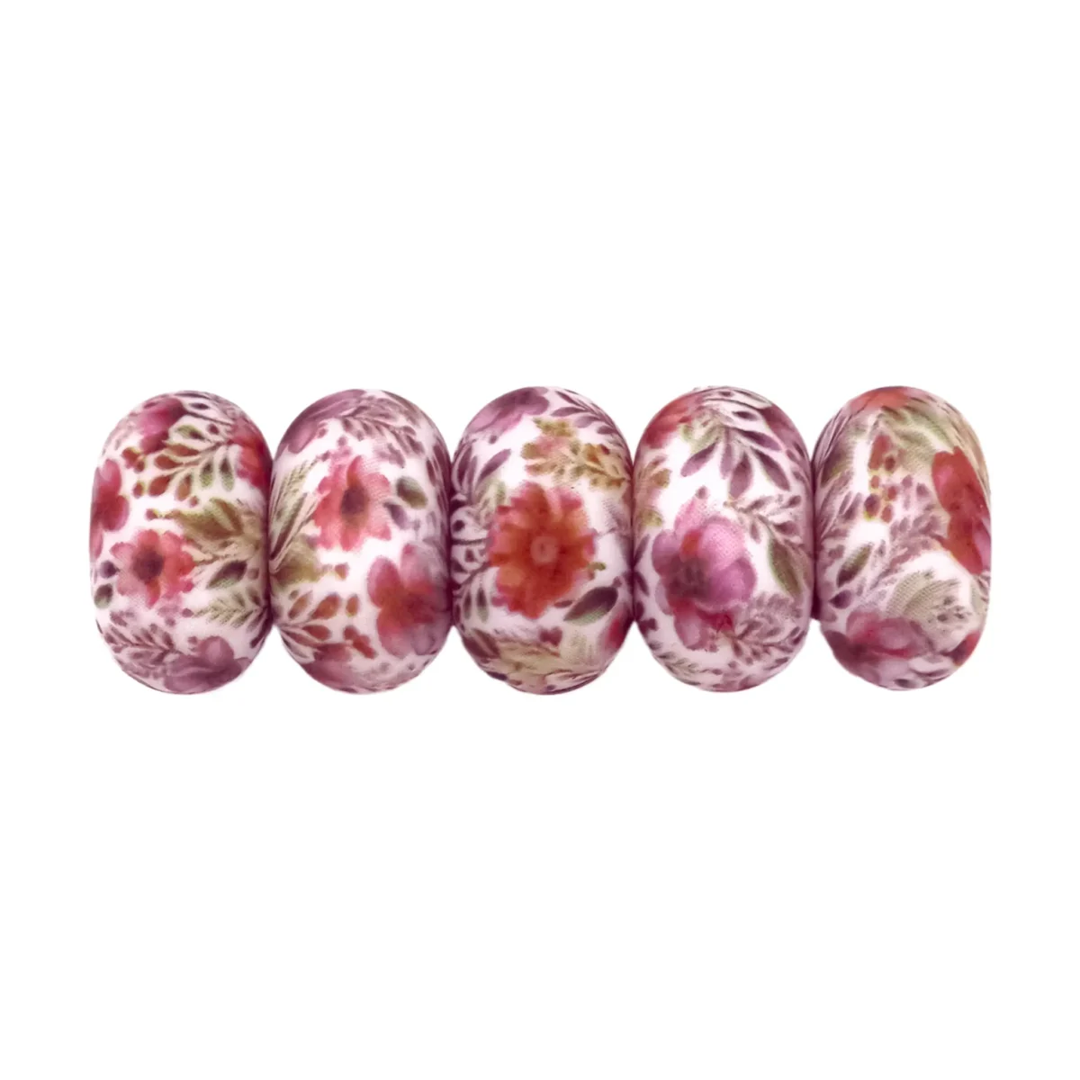 Formaat: 14 mm Kleur: Poppy Print   Materiaal: Volgens EN-71 veilig getest siliconen. BPA-vrij, Ftalaat-vrij, PVC-vrij en vrij van alle overige schadelijke chemische stoffen zoals getest middels EN-71. Hierdoor geschikt voor speen koorden en CE-gecertificeerd eindproduct zoals een bijtring.   Jootjes Haakcadeautjes