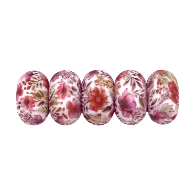 Siliconen kralen - 14 mm - Abacus - Poppy Print