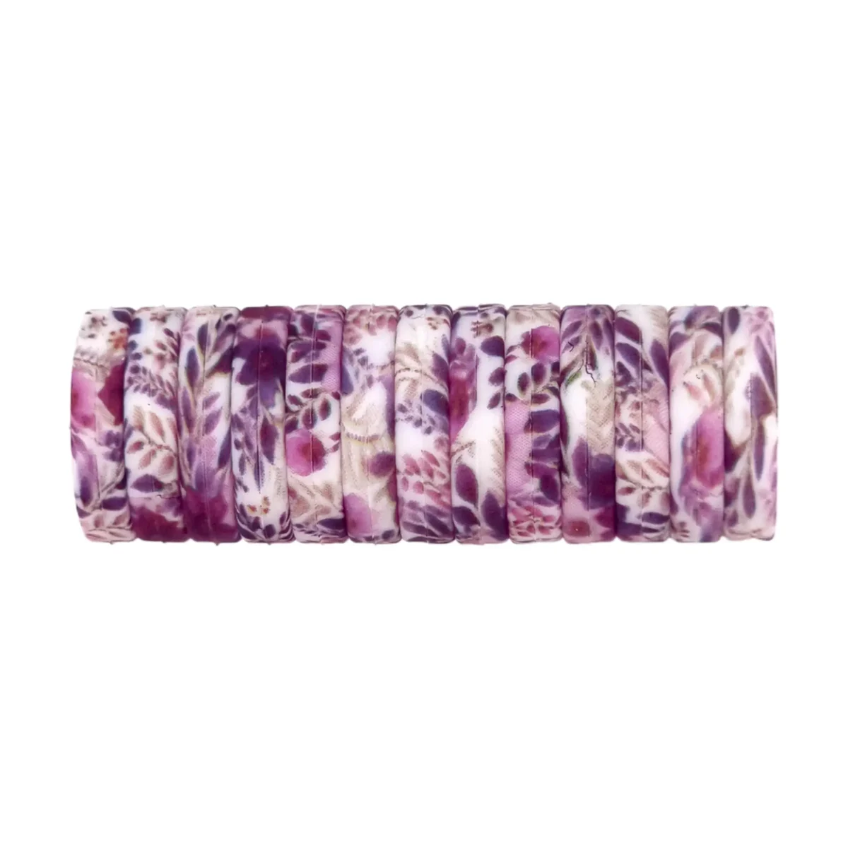 Kleurcode Viola Print - Type: Siliconen kralen Mini Circlet - Formaat: 12x4 mm - Verkocht per stuk, nergens goedkoper - BPA-, Ftalaten-, Lood-, PVC- en Gif-vrij - Geschikt voor CE-gecertificeerd eind product - Medische kwaliteit siliconen kralen - Koelbaar in de koelkast - Vaatwasser bestendig Jootjes Haakcadeautjes