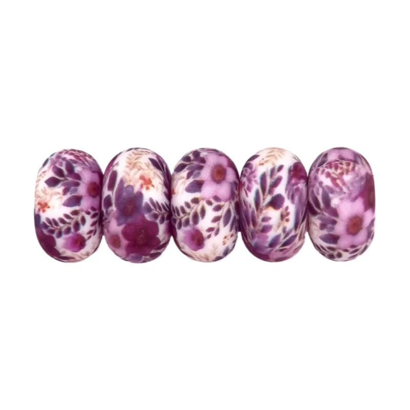 Siliconen kralen - 14 mm - Abacus - Viola Print