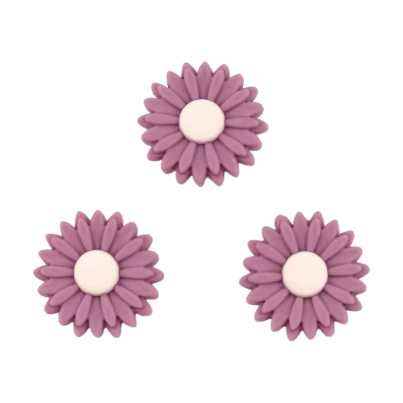 Siliconen  Kraal - Bloemetje/Daisy - 22 mm - Mauve / Ivory