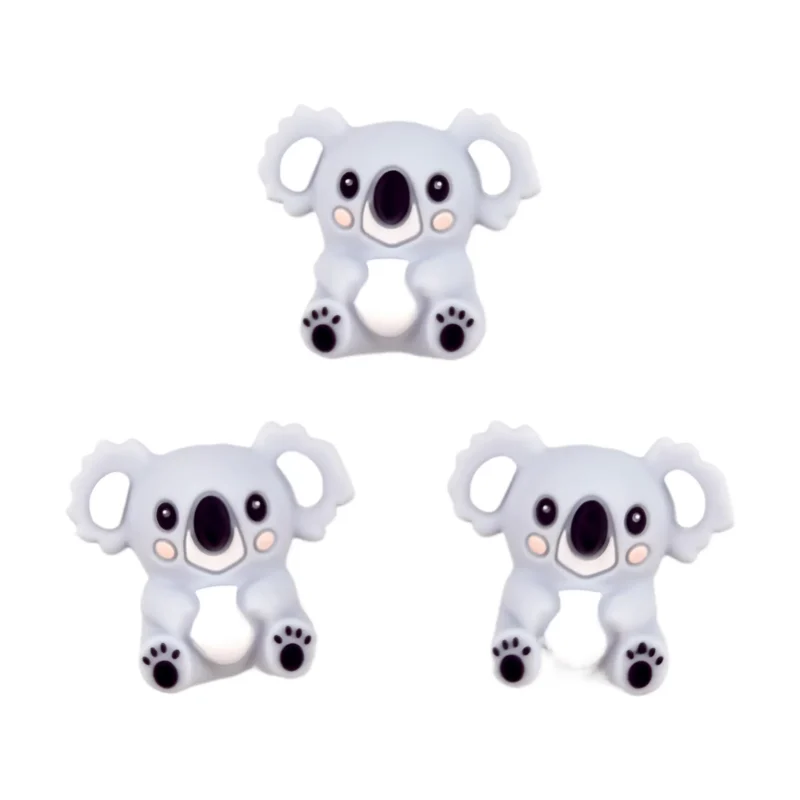 Siliconen Kraal - 3D - Koala - IJsgrijs