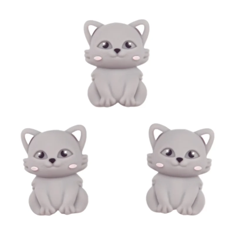 Siliconen kraal - 3D - Caro Kat - Grijs