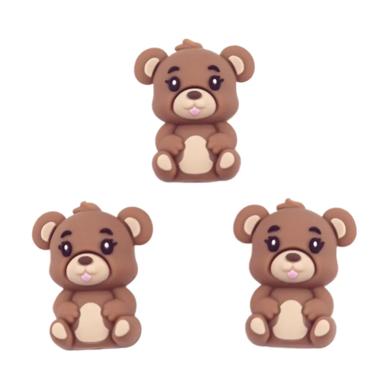 Siliconen Kraal - 3D - Knuffelbeer - Milk Chocolate