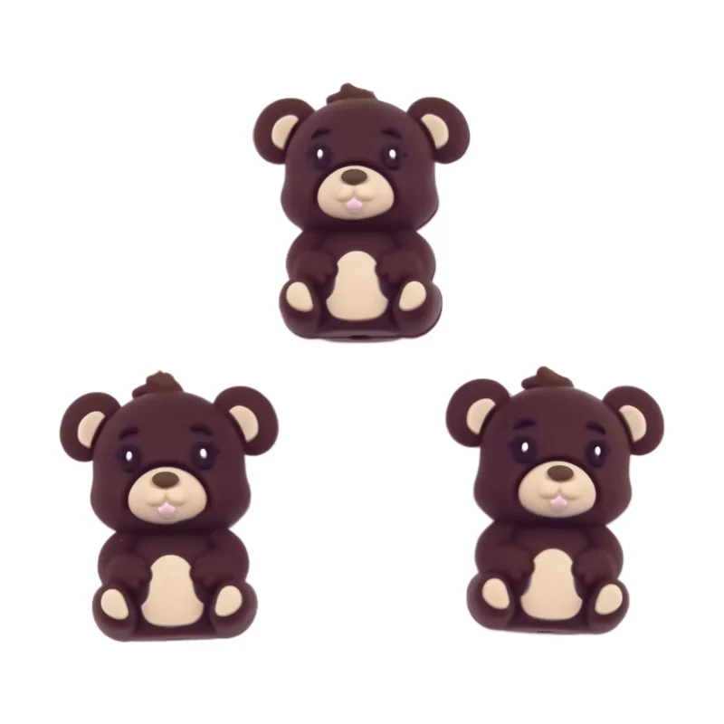 Siliconen Kraal - 3D - Knuffelbeer - Choco