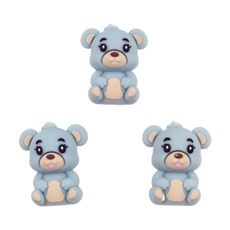 Siliconen Kraal - 3D - Knuffelbeer - Aqua
