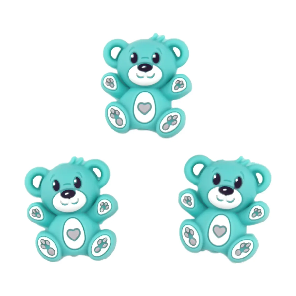 Perle en silicone - 3D - Ours - Bleu Aruba – Image 1