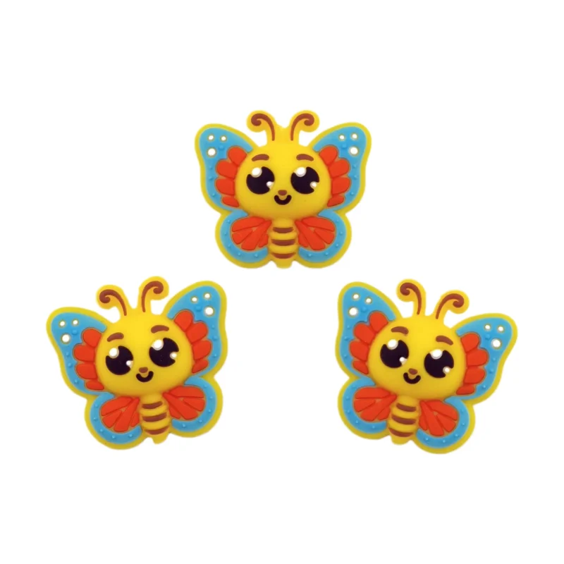 Siliconen kralen - Vlinder 3D - Fel Geel / Multi-color