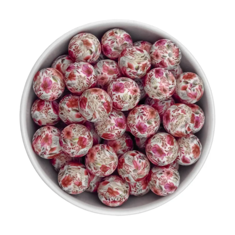 Siliconen kralen - 16 mm - Rond - Poppy Print
